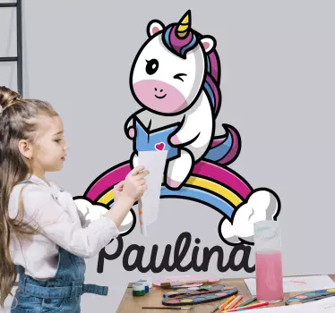 Wandtattoo kinderzimmer süßes sitzendes einhorn - TenStickers