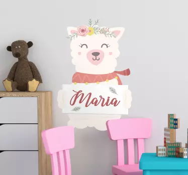 Wandtattoo Kinderzimmer süßes tier mit schild - TenStickers