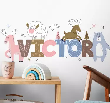 Wandtattoo Kinderzimmer tiere mit namen - TenStickers