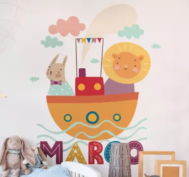 Wandtattoo Kinderzimmer tierfreunde boot - TenStickers