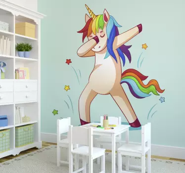 Wandtattoo Kinderzimmer tupfendes regenbogen-einhorn - TenStickers