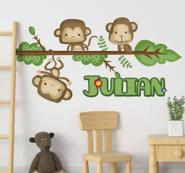 Wandtattoo Kinderzimmer verspielte affenfamilie - TenStickers