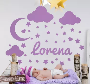 Wandtattoo kinderzimmer verspielte wolkenlandschaft - TenStickers