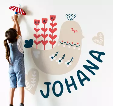 Wandtattoo kinderzimmer verspielter vogel nach wunsch - TenStickers