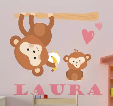 Wandtattoo Kinderzimmer verspieltes affenduo - TenStickers