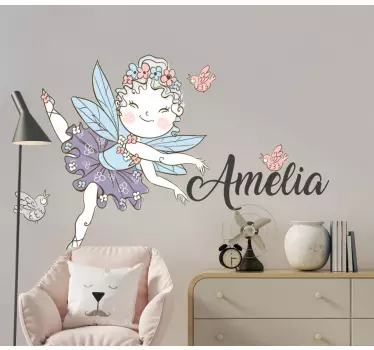 Wandtattoo kinderzimmer zauberhafte fee mit schmetterlingen - TenStickers