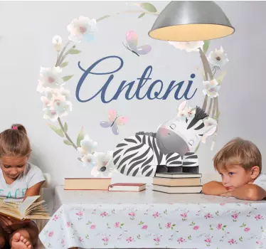 Wandtattoo kinderzimmer zebra blumendesign - TenStickers