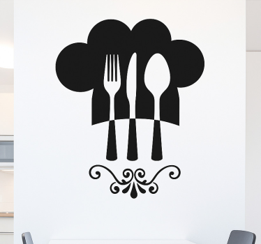 Wandtattoo Küche einfarbig elegant messerscharf - TenStickers