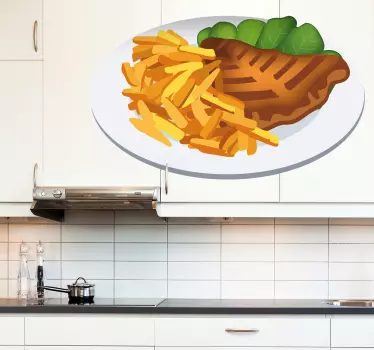 Wandtattoo Küche Rippchen und Pommes - TenStickers