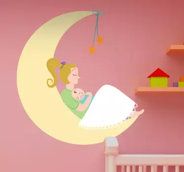 Wandtattoo Mama und Baby und Mond - TenStickers
