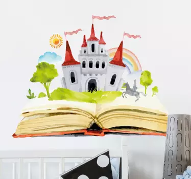 Wandtattoo Kinderzimmer Märchenbuch mit Schloss - TenStickers