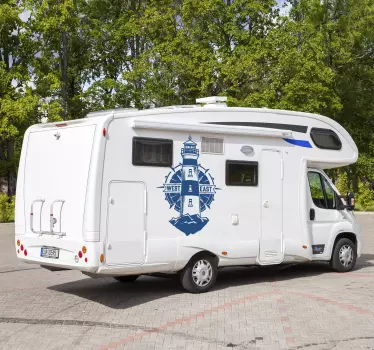 Wohnwagen Aufkleber marine Leuchtturm und Kompass - TenStickers