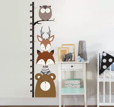Wandtattoo Kinderzimmer mit Messlatte Waldtiere - TenStickers