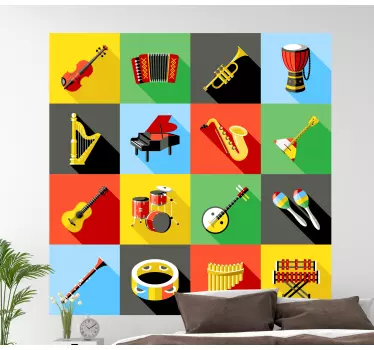 Wandtattoo musik bunte musikinstrumente - TenStickers