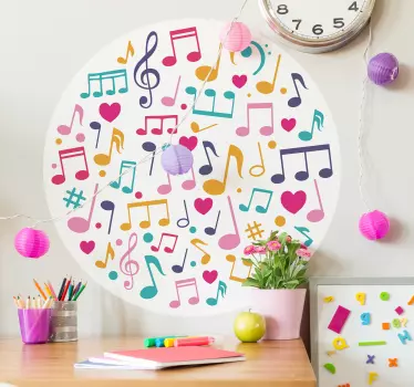 Wandtattoo Musik bunte musiknoten - TenStickers