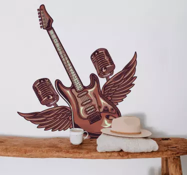 Wandtattoo Musik gitarre und mikrofone - TenStickers