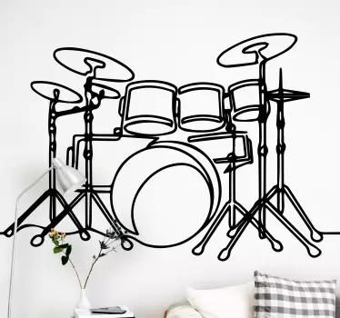 Wandtattoo Musik umriss schlagzeug - TenStickers