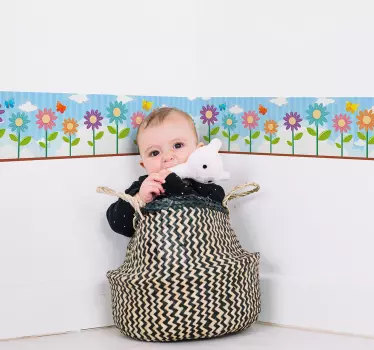 Bordüre selbstklebend Blumen Kinder Wandbordüre - TenStickers