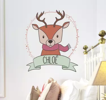 Wandtattoo Kinderzimmer mit personalisierbar Rentier - TenStickers