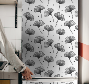 Folie Kühlschrank ginkgoblatt-muster - TenStickers