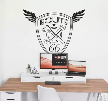 Wandtattoo Plakette Route 66 - TenStickers