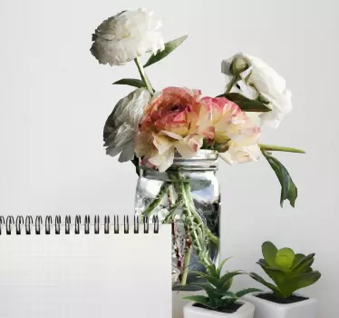 Wandtattoo polygonaler Blumenstrauß im Glas - TenStickers