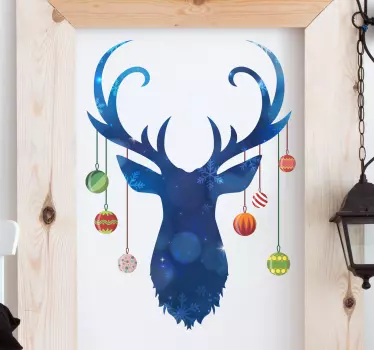 Wandtattoo Rentier mit Kristbaumkugeln - TenStickers