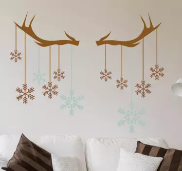 Wandtattoo Rentiergeweih mit Schneeflocken - TenStickers