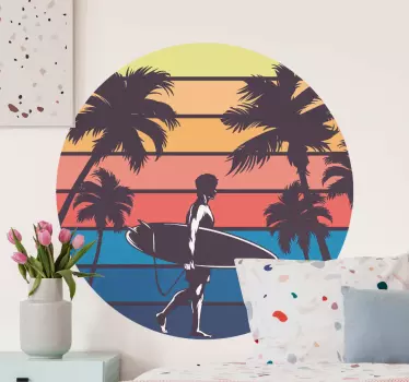 Wandtattoo Retro Hawaii surfen - TenStickers