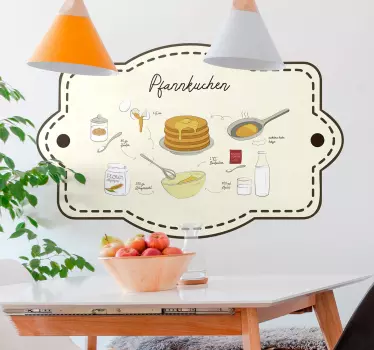 Wandsticker Minimalistisches Pfannkuchen Rezept - TenStickers
