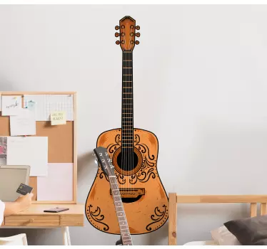 Wandtattoo Schlafzimmer Gitarre orange - TenStickers