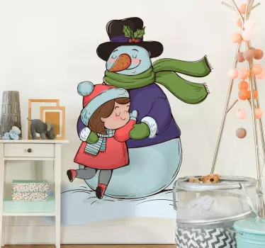 Wandtattoo Schneemann umarmt Kind - TenStickers