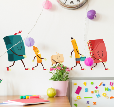 Wandtattoo Kinderzimmer Schulsachen - TenStickers