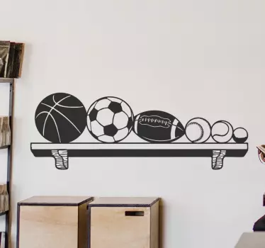 Wandtattoo Sport Regal mit Sportbällen - TenStickers