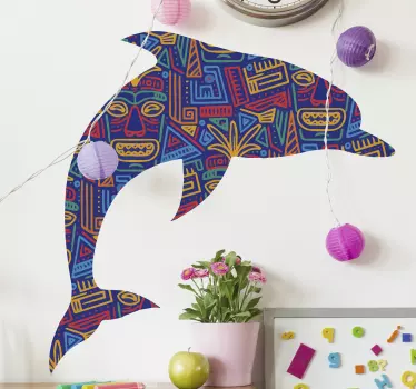 Wandtattoo tiere in buntem delfin-design - TenStickers