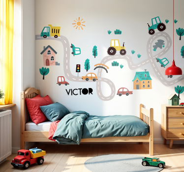 Wandtattoo Kinderzimmer traktor straße - TenStickers