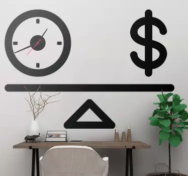 Wandtattoo Uhr gleichgewicht zwischen zeit und geld - TenStickers