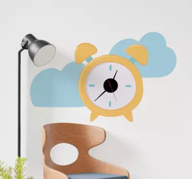 Wandtattoo uhr mit blauen wolken und alarm - TenStickers