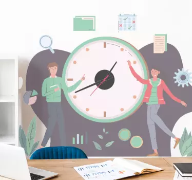 Wandtattoo Uhr teamwork-illustration - TenStickers