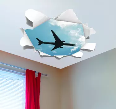 Wandtattoo Jugendzimmer visueller Effekt Flugzeug am Himmel - TenStickers