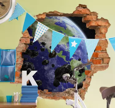 Wandtattoo visuelle Effekte Optischer effekt meteorit und erde - TenStickers