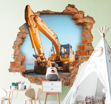 Wandtattoo Jugendzimmer Bagger zerstört Wand - TenStickers