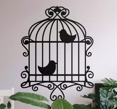 Wandtattoo vögel eleganter vogelkäfig - TenStickers