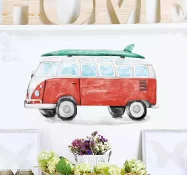 Wandtattoo VW Bus mit Surfbrett - TenStickers