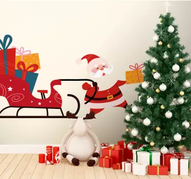 Wandtattoo Weihnachten Cartoon-schlitten mit geschenken santa - TenStickers