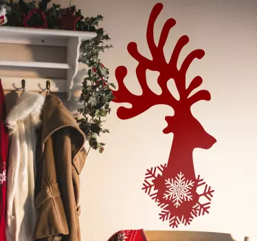 Wandtattoo Weihnachten Hirsch und Schneeflocke - TenStickers