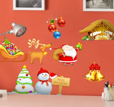 Wandtattoo Weihnachtselemente - TenStickers