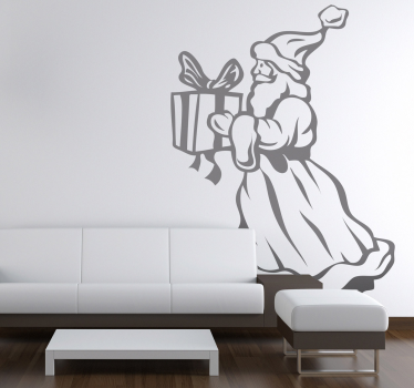Wandtattoo Weihnachtsmann mit Geschenk - TenStickers