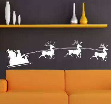 Wandtattoo Weihnachtsschlitten Rentiere - TenStickers