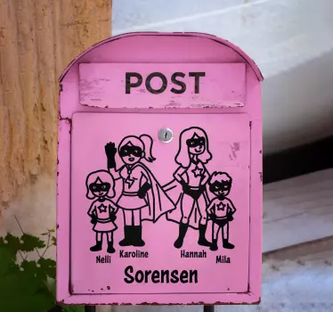 Briefkasten aufkleber personalisierbare familienhelden - TenStickers